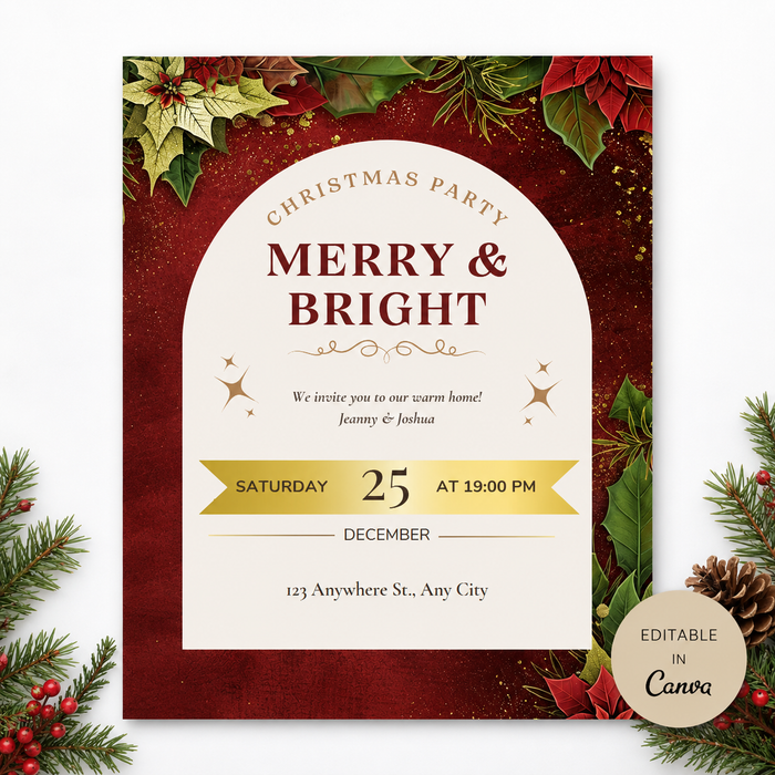Merry & Bright Christmas Party Invitation