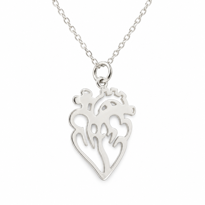Open Anatomical Heart Necklace – Sterling Silver