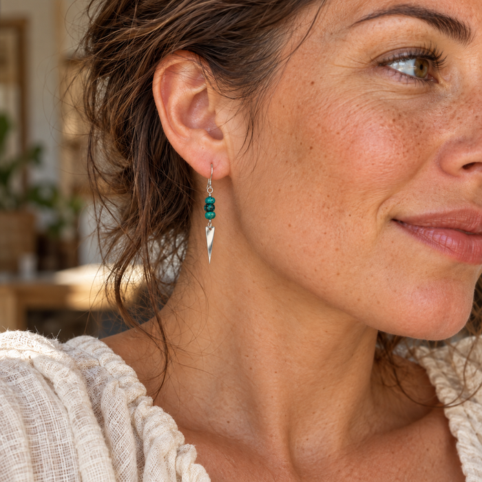 Turquoise & Sterling Silver Spike Earrings