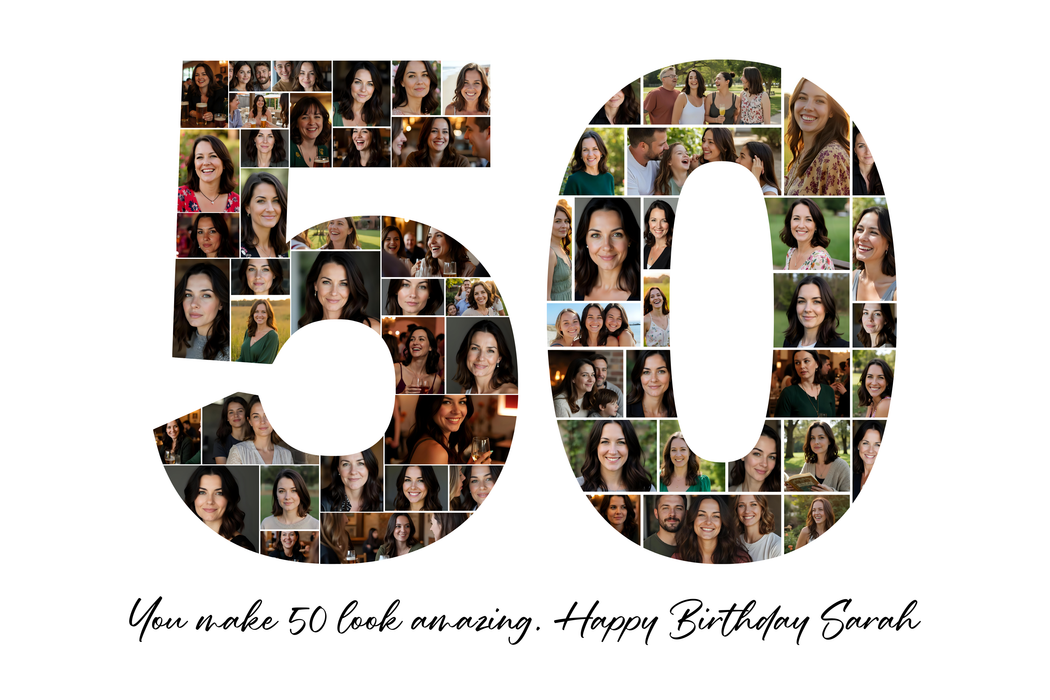 50th Birthday Photo Collage Canva Template – Digital Download