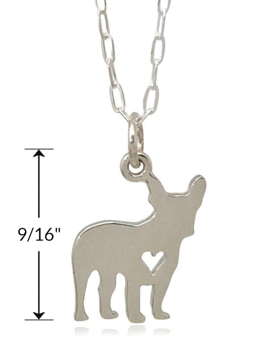 French Bulldog Necklace Small Sterling Pet Heart Pendant