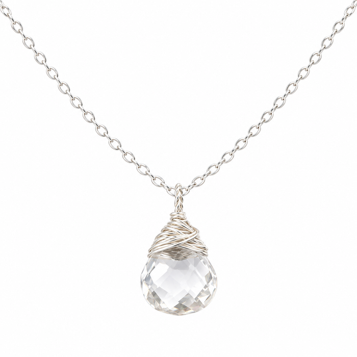 April Birthstone Necklace - Sterling Silver