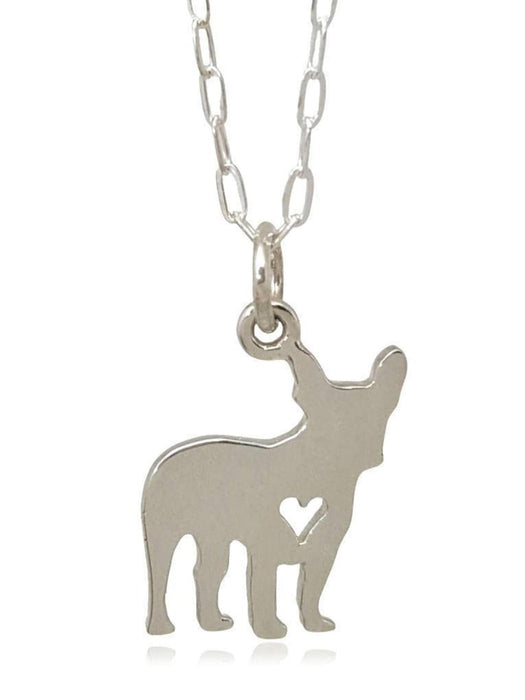 French Bulldog Necklace Small Sterling Pet Heart Pendant