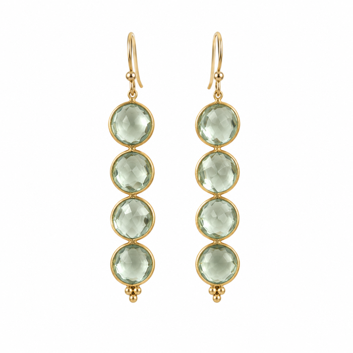 Green Amethyst Triple Drop Earrings – 14k Gold Filled