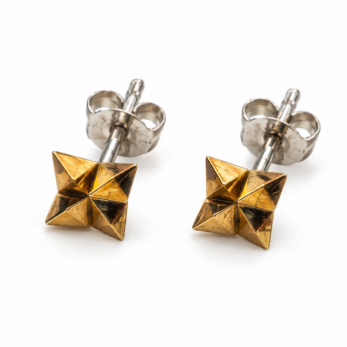 Gold-Filled Pyramid Spike Stud Earrings