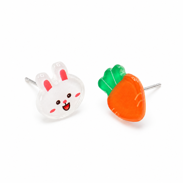 Bunny & Carrot Mismatched Stud Earrings
