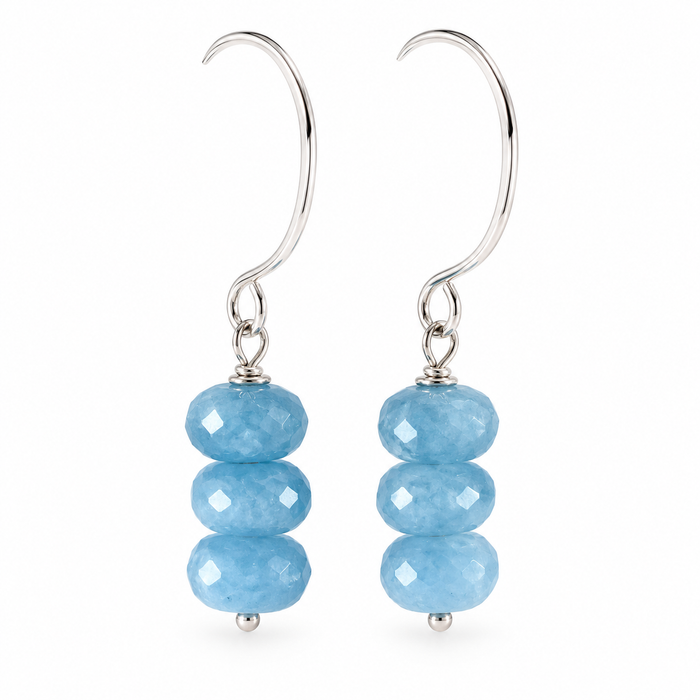 Sky Blue Jade Gemstone Sterling Silver Earrings