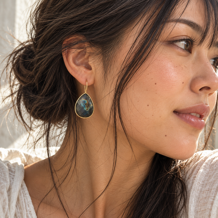 Labradorite Teardrop Earrings – Vermeil over Sterling