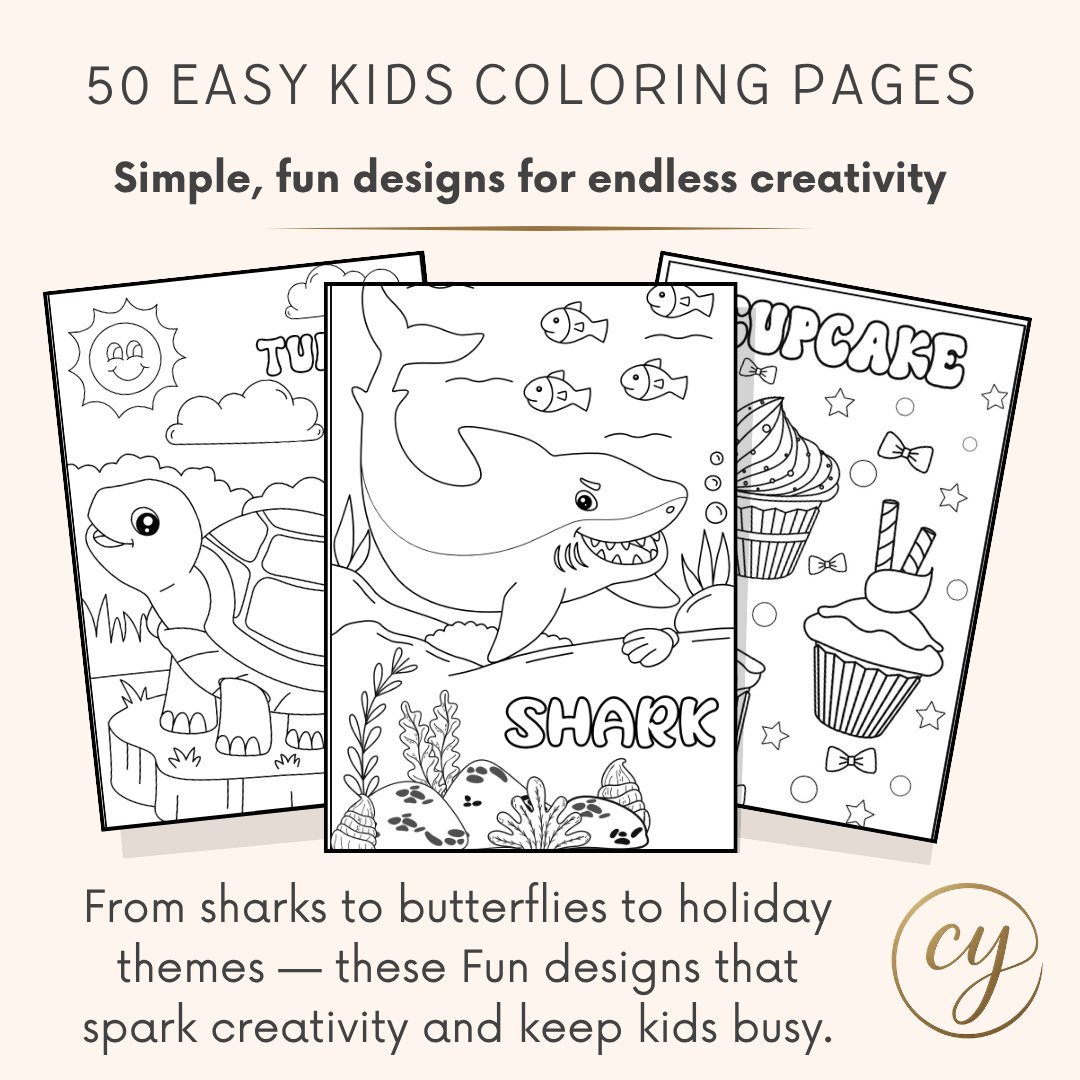 50 Easy Kids Coloring Pages – Printable Activity Pack — CYDesignStudio
