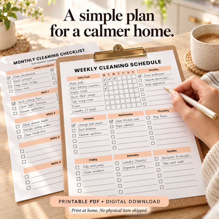 Yearly Home Cleaning Planner – Editable Canva Template & Printable PDF