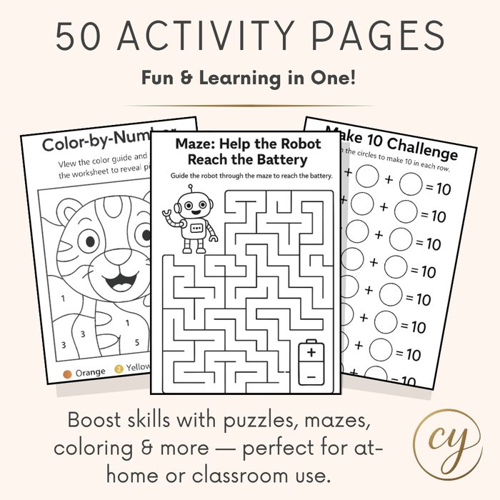 50 Printable Kids Worksheets – Math, Puzzles, Mazes & More