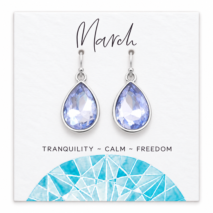 March Birthstone Earrings - Sterling Silver