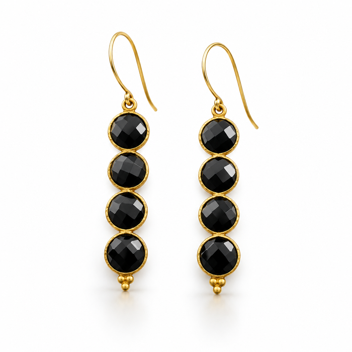 Black Onyx Gemstone Drop Earrings – 14K Gold Filled