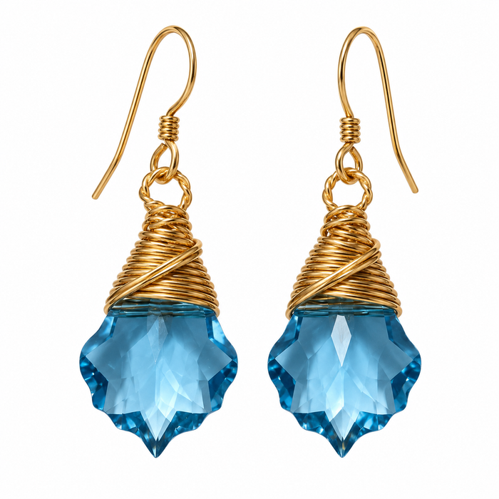 Aquamarine Swarovski Baroque Crystal Earrings