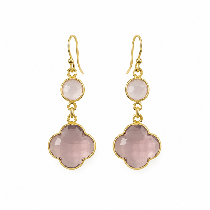 Rose Quartz & Morganite Drop Earrings – 14k Gold Fill