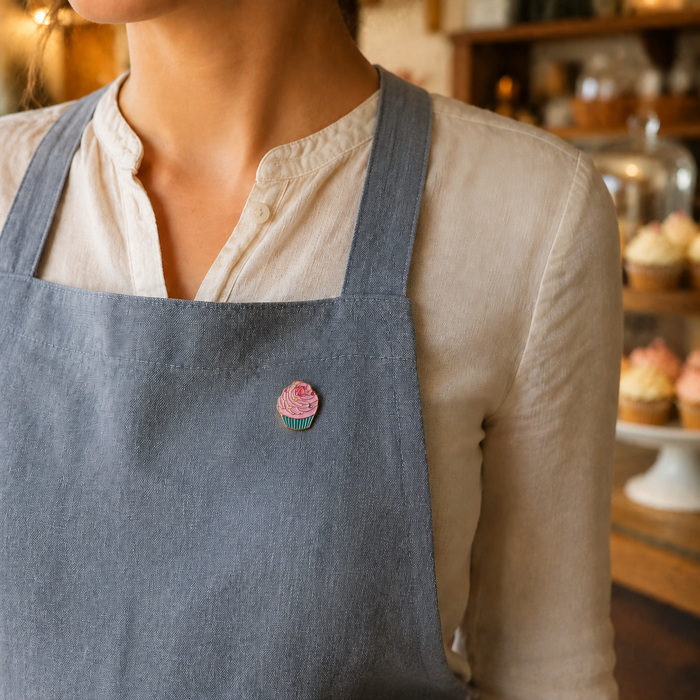 Pink Rose Cupcake Enamel Pin