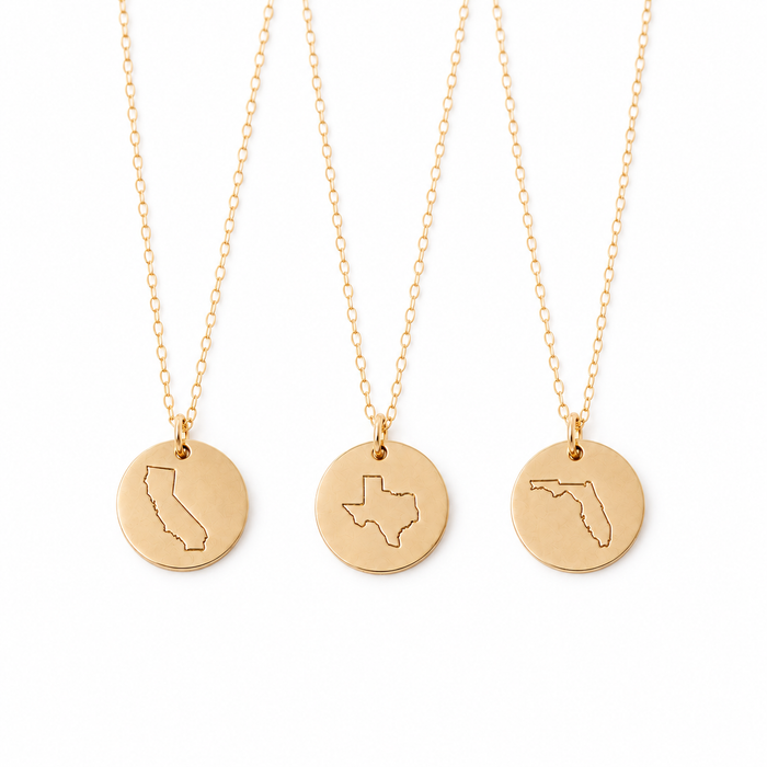 Hand Stamped State Necklace