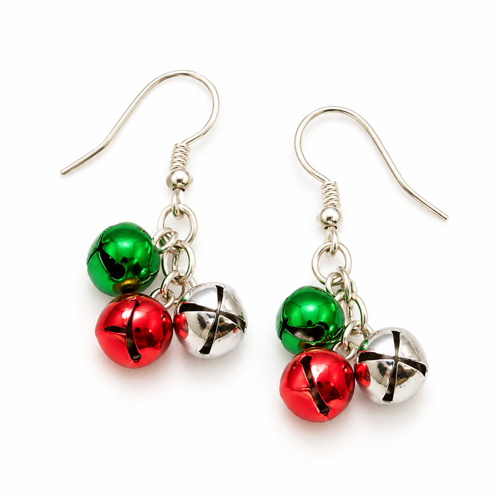 Jingle Bell Christmas Earrings – Sterling Silver Holiday Dangles