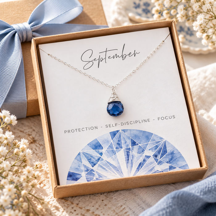 September Birthstone Necklace - Sterling Silver