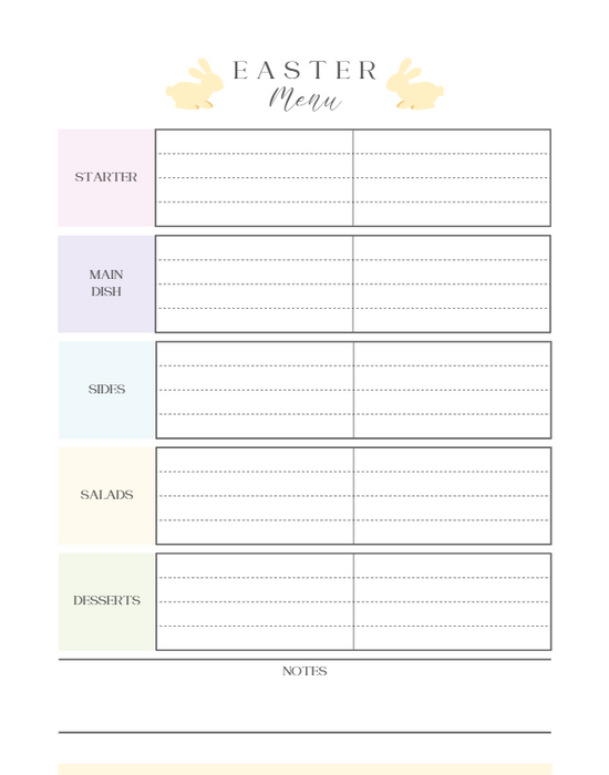 Printable Easter Planner – 40-Page Canva Template for Meals, Baskets, Egg Hunts & More