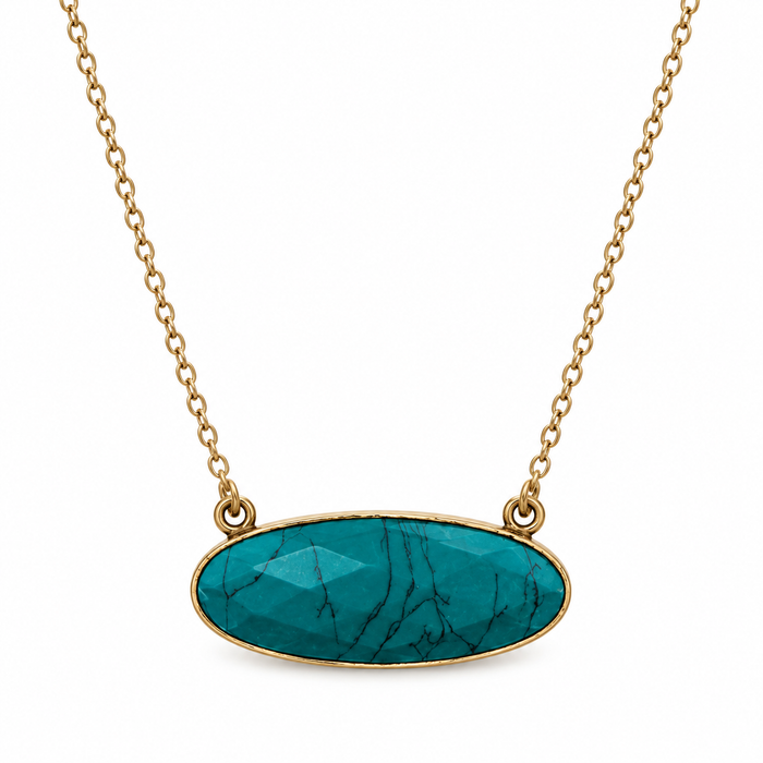 Turquoise Oval Necklace – 14k Gold Filled
