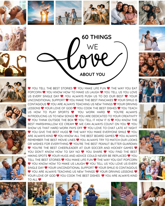 60 Things We Love About You – 60th Birthday Custom Wall Art Template