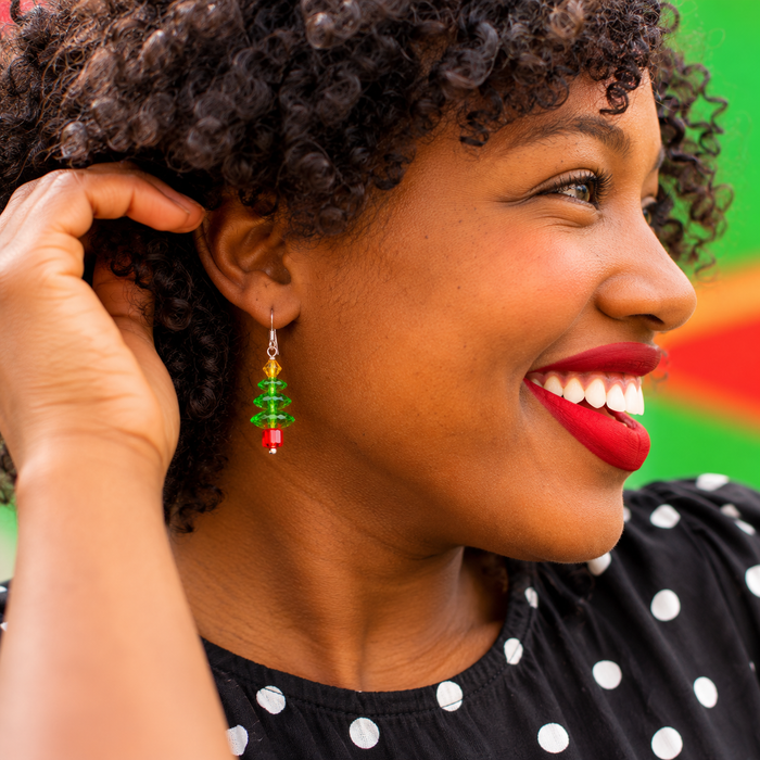 Swarovski Crystal Christmas Tree Earrings – Sterling Silver