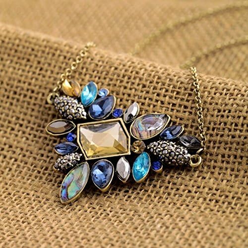 Multicolor Rhinestone Brass Statement Necklace
