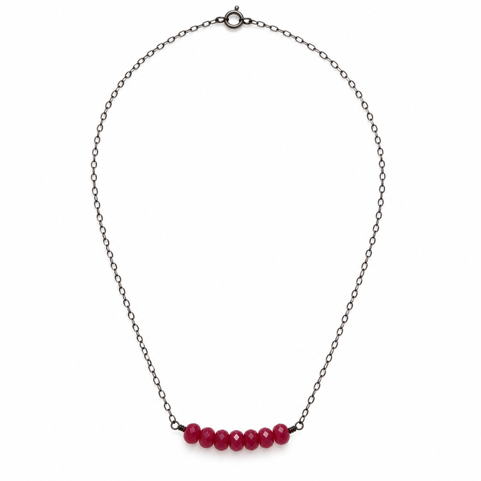 Oxidized Sterling Silver Red Jade Necklace – One of a Kind