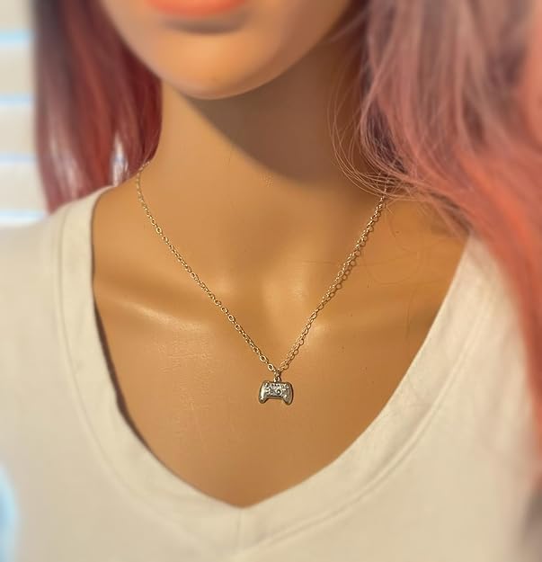 Sterling Silver Game Controller Necklace – Gamer Charm Necklace – 18" Cable Chain