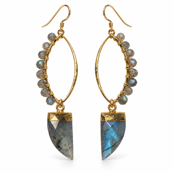 Labradorite Marquise & Fang Gold-Filled Earrings