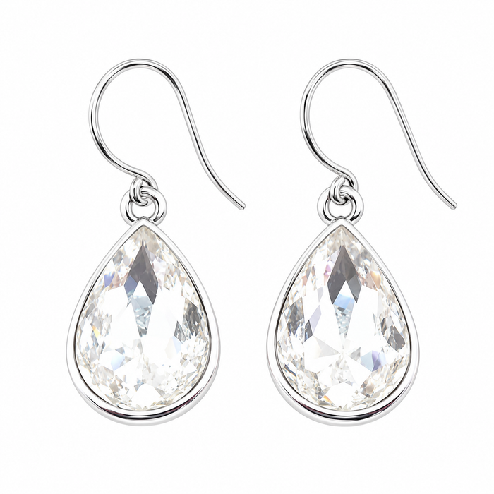 April Birthstone Sterling Silver Teardrop Crystal Earrings