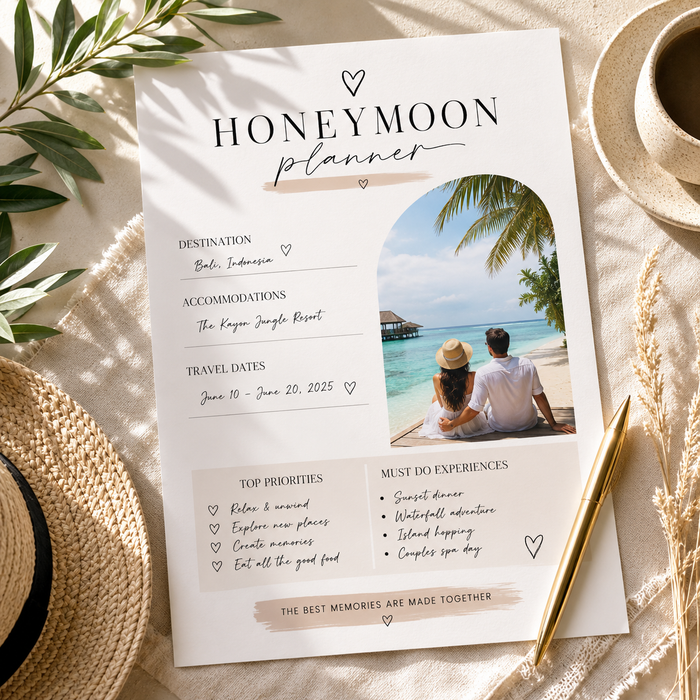 Honeymoon Planner Template | 21-Page Editable Canva Planner