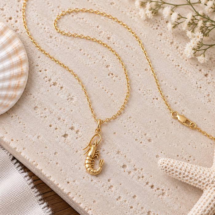 Gold Shrimp Necklace – Coastal Beach Jewelry
