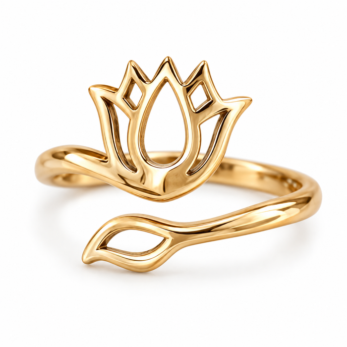 Adjustable Bronze Lotus Ring – Spiritual Symbolism for Everyday Wear