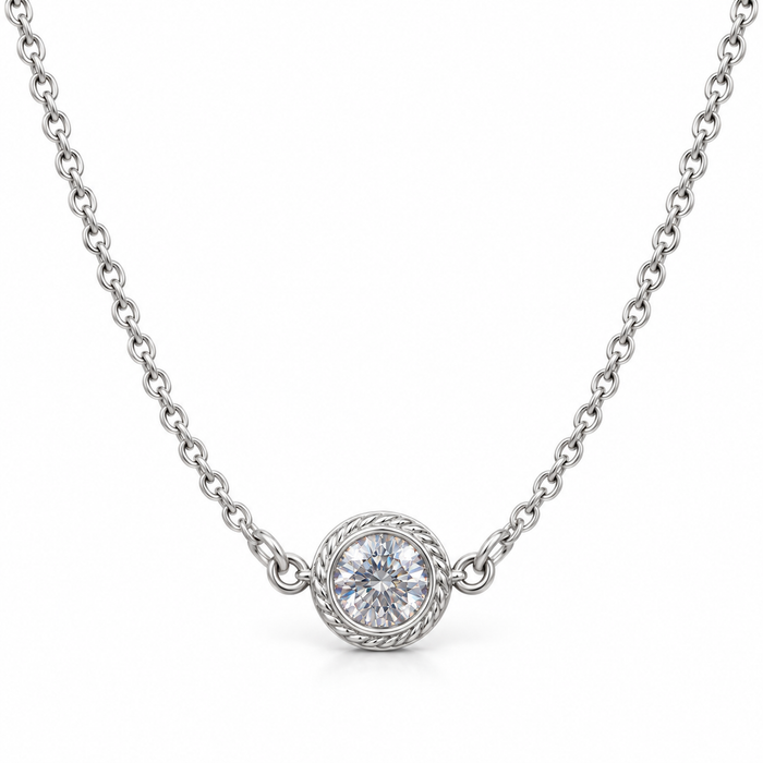 CZ Solitaire Necklace in Sterling Silver