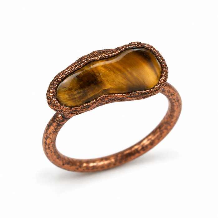 One of a Kind Tiger's Eye Copper Ring | Size 9