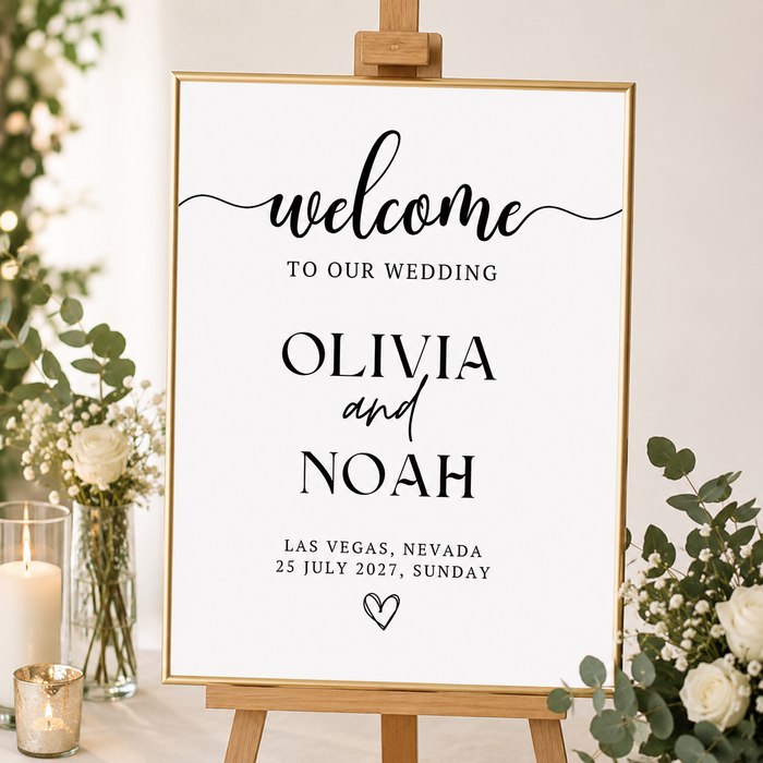 Minimalist Wedding Welcome Sign Template | Editable Canva Welcome Sign