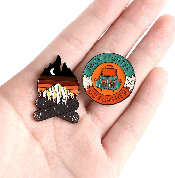Campfire Under the Night Sky Enamel Pin – Cozy Outdoor Adventure Pin