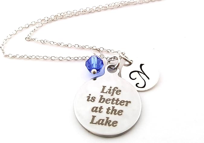 Life is Better at the Lake Charm Necklace - Personalized Sterling Silver Jewelry