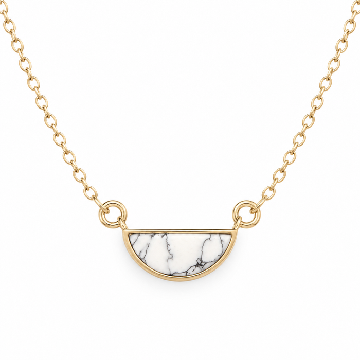 OOAK Howlite Half Moon Necklace – 14K Gold Filled