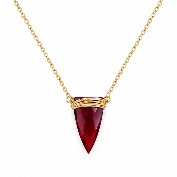 Red Quartz Dagger Necklace – Gold Filled Wire Wrapped