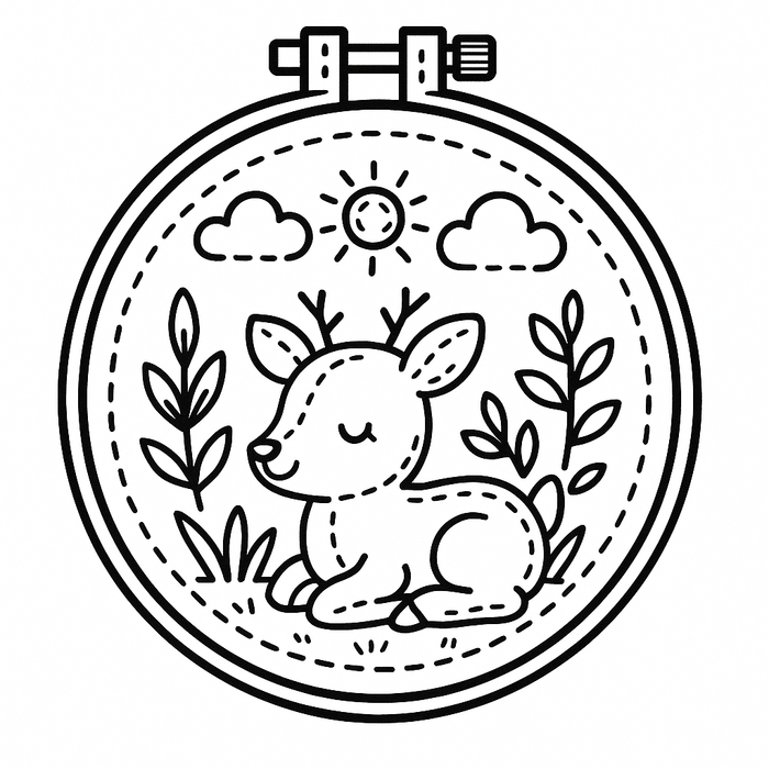 Stitch & Color: Embroidery Hoop Coloring Book – 104 Unique Designs | Instant Download PDF