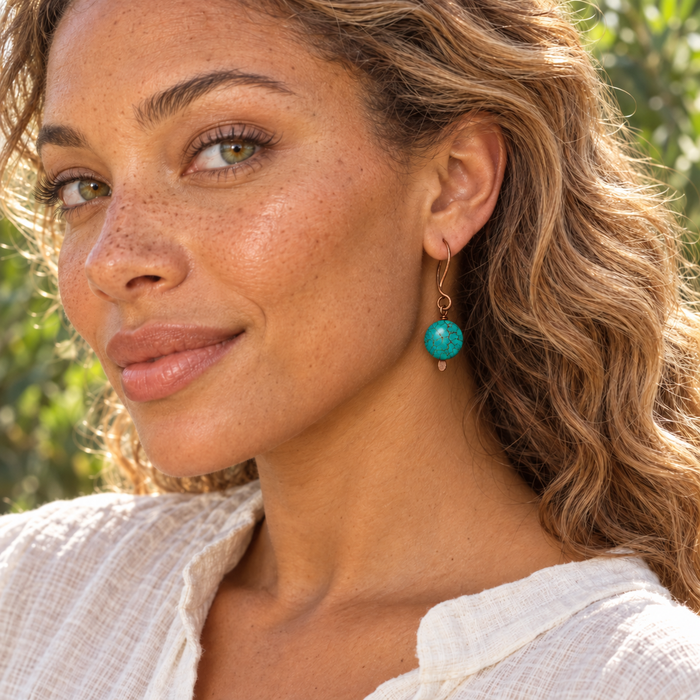 Turquoise & Forged Copper Earrings – One of a Kind