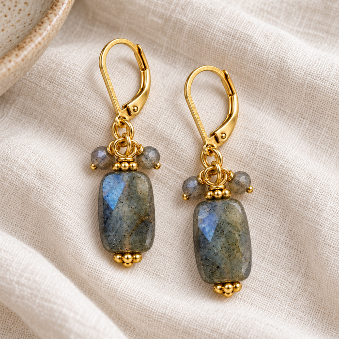 Labradorite & Gold-Filled Leverback Earrings