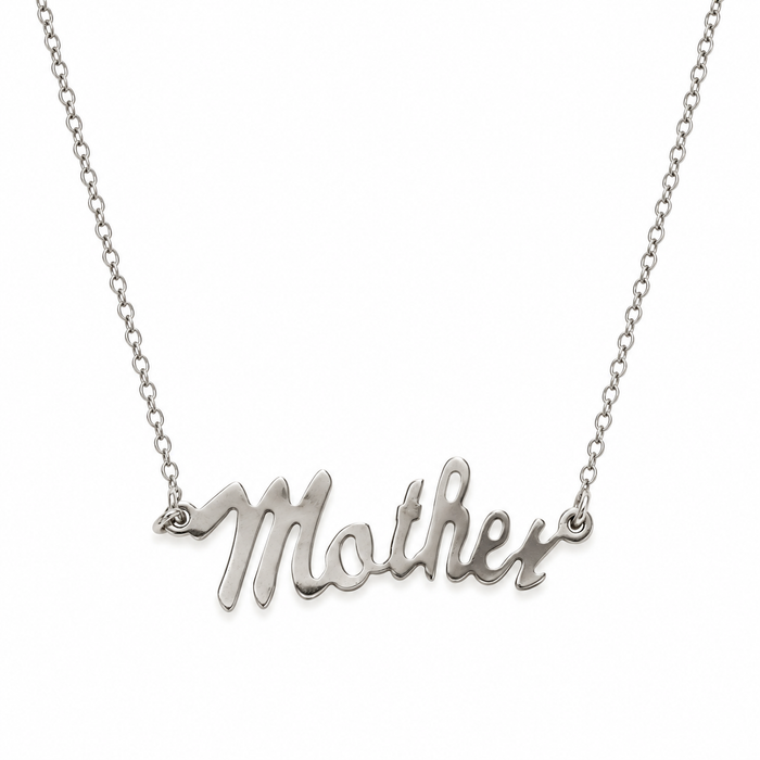 Mother Script Necklace in Sterling Silver