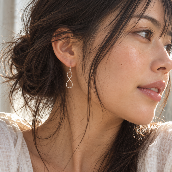 Sterling Silver Infinity Earrings – Handcrafted Lightweight Dangle Design