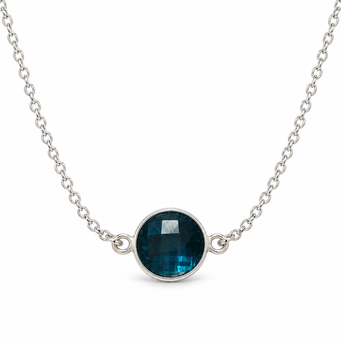 Peacock Teal Hydro Quartz Necklace in Sterling Silver