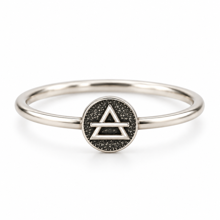 Sterling Silver Earth & Air Triangle Ring – Stacking Zodiac Ring (Sizes 7 & 8)