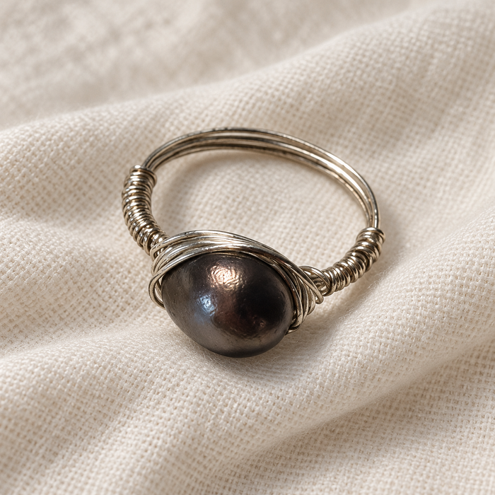 Bronze Freshwater Pearl Ring in Sterling Silver – Size 8